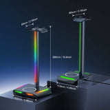 Z12 RGB Headphones Stand Holder with Wireless Charger Base Desk Gaming Headset Holder Non-Slip Rubber Base