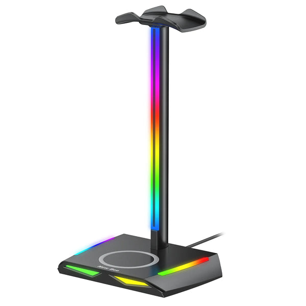 Z12 RGB Headphones Stand Holder with Wireless Charger Base Desk Gaming Headset Holder Non-Slip Rubber Base