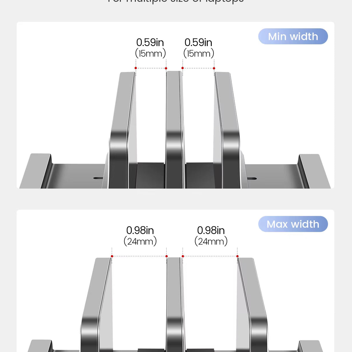 Vertical Laptop Stand with Drawer, Dual Slots Plastic Laptop Holder with Space Saving 4-In-1 Design, Adjustable Laptop